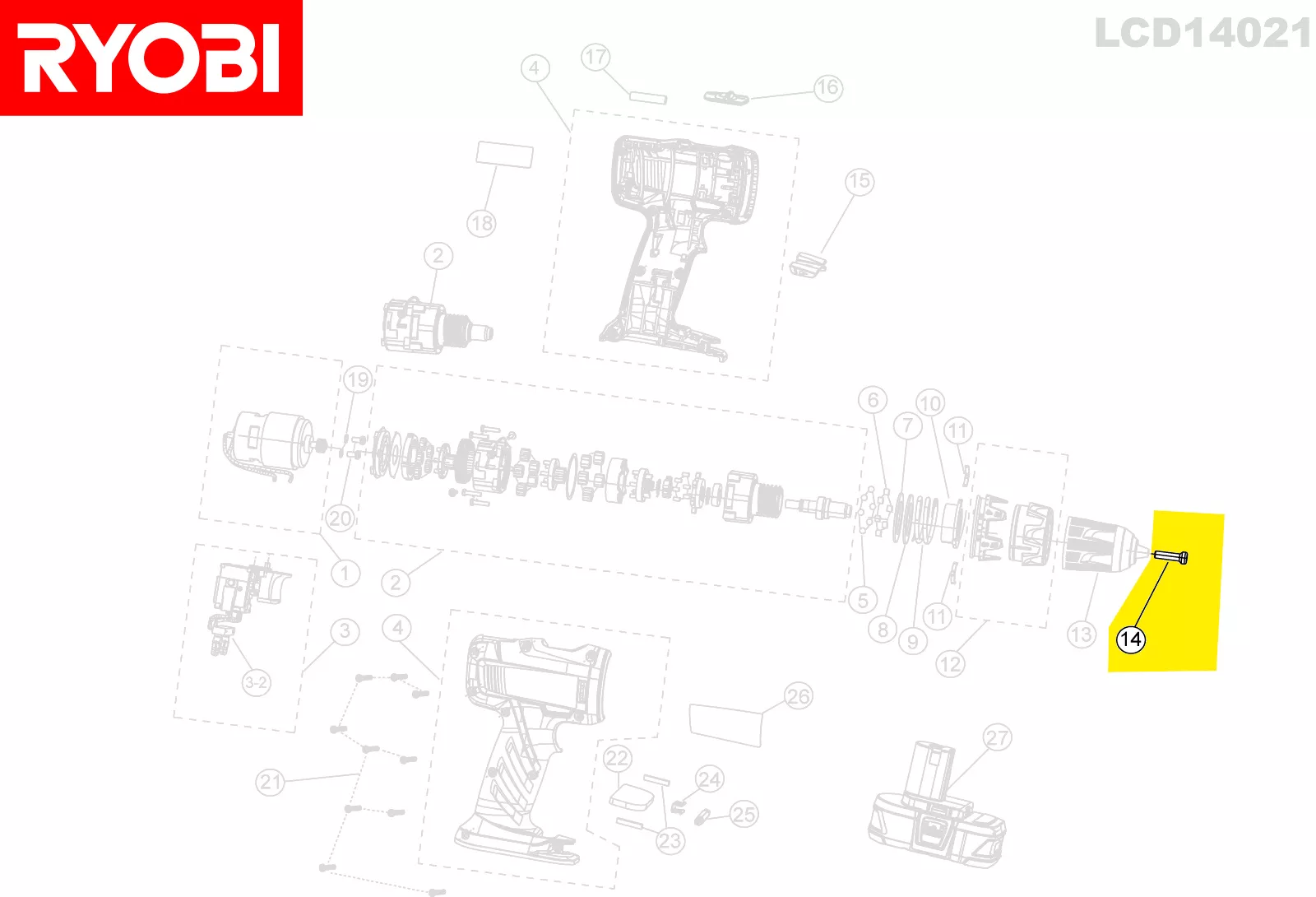 vis mandrin réf. 5131001845 Ryobi